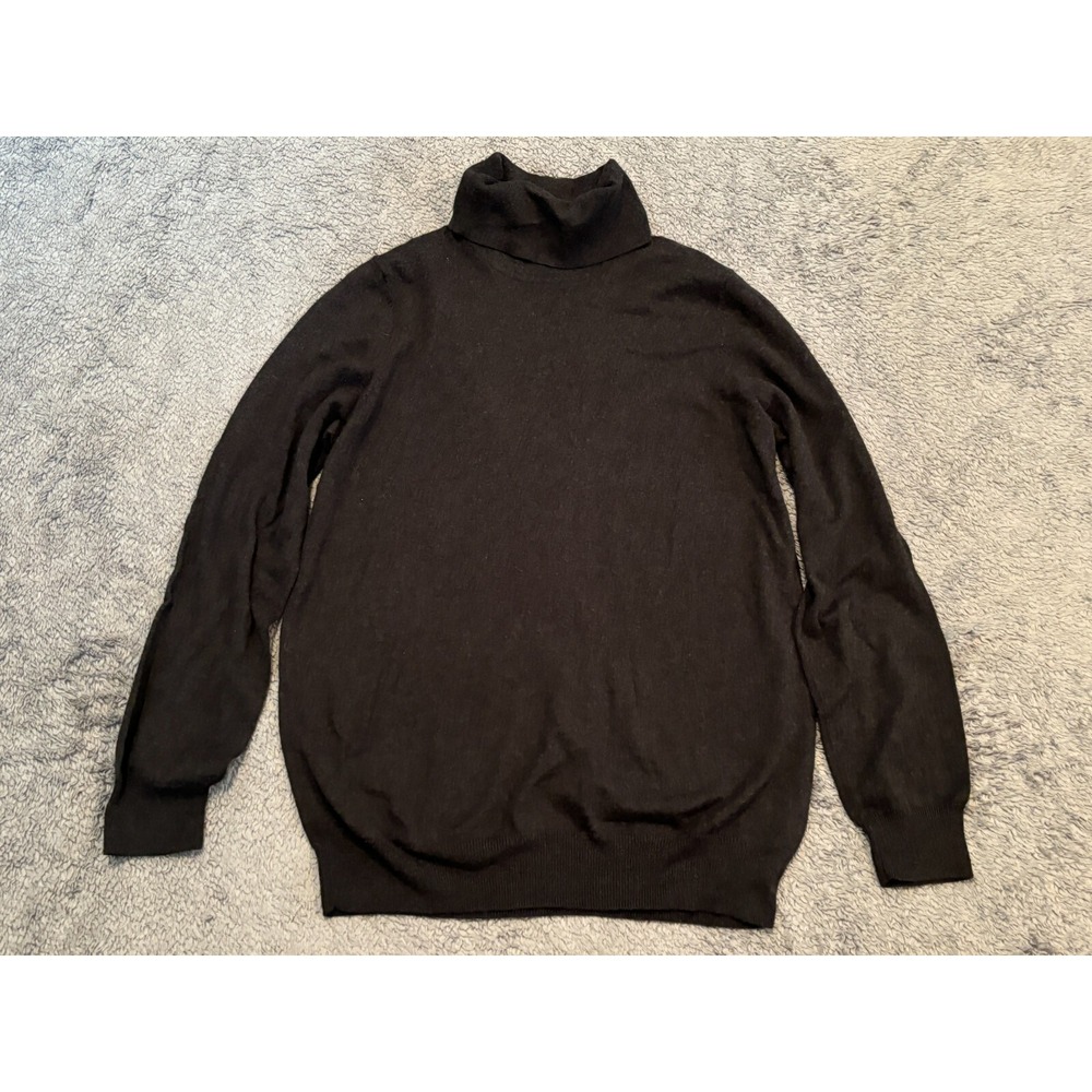 Eddie Bauer Sweater Womens M Cotton Cashmere Blend Black Turtleneck Pullover